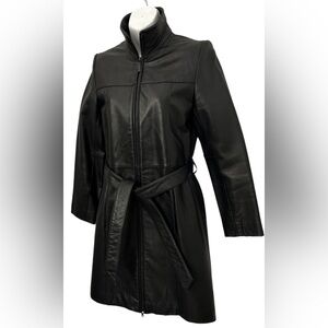 Women’s Kenneth Cole Reaction Black Leather Coat SZ XS